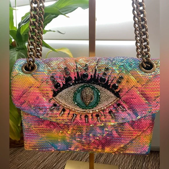 Kurt Geiger The Kensington Multicolor Sequin Evil-Eye 🧿 Embellished Shoulder Bag - Picture 1 of 11